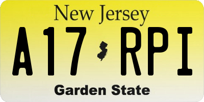 NJ license plate A17RPI