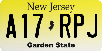 NJ license plate A17RPJ