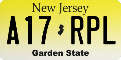 NJ license plate A17RPL