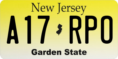 NJ license plate A17RPO