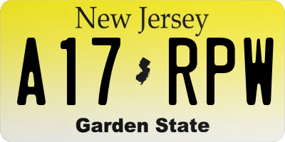 NJ license plate A17RPW