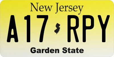 NJ license plate A17RPY