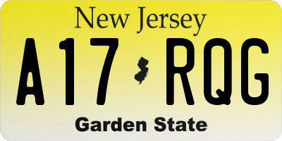 NJ license plate A17RQG