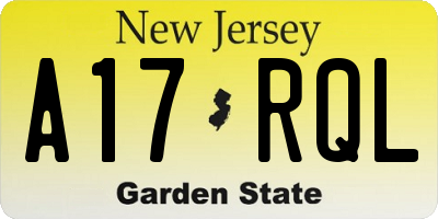NJ license plate A17RQL