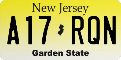 NJ license plate A17RQN