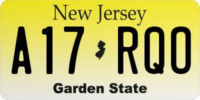 NJ license plate A17RQO