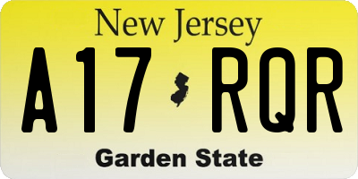 NJ license plate A17RQR