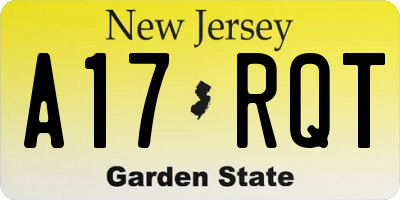 NJ license plate A17RQT