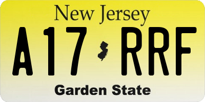 NJ license plate A17RRF