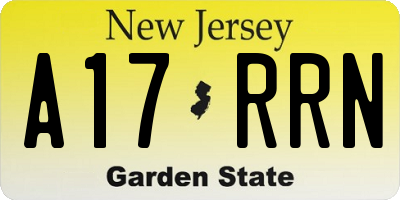 NJ license plate A17RRN