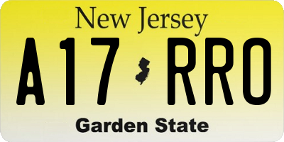 NJ license plate A17RRO