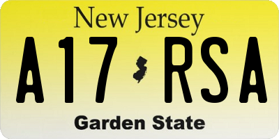NJ license plate A17RSA