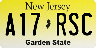 NJ license plate A17RSC