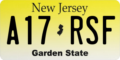 NJ license plate A17RSF