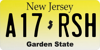 NJ license plate A17RSH