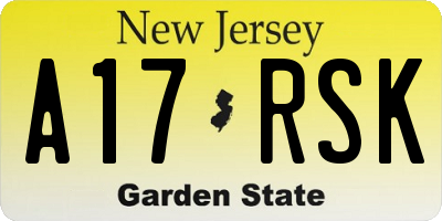 NJ license plate A17RSK