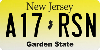 NJ license plate A17RSN