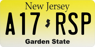 NJ license plate A17RSP