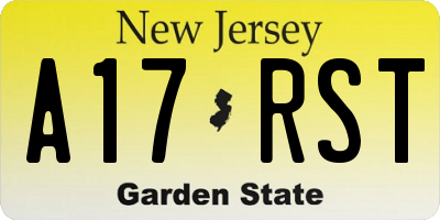 NJ license plate A17RST