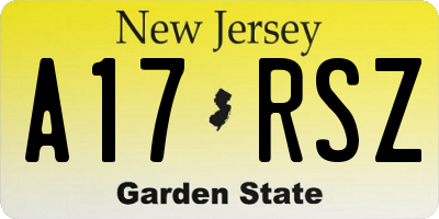 NJ license plate A17RSZ