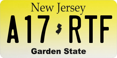 NJ license plate A17RTF