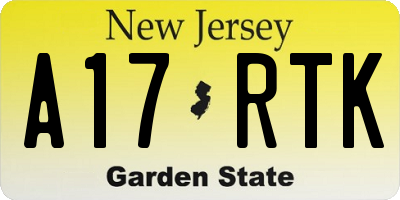 NJ license plate A17RTK