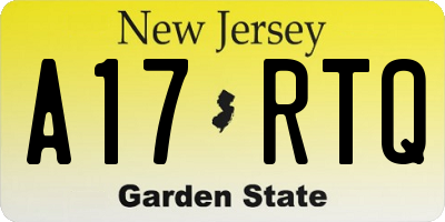 NJ license plate A17RTQ
