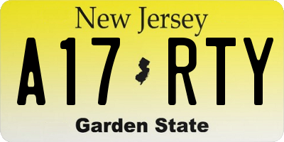 NJ license plate A17RTY
