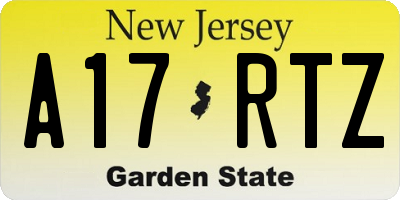 NJ license plate A17RTZ
