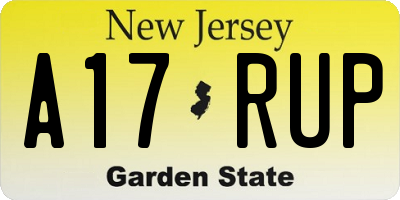 NJ license plate A17RUP