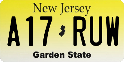 NJ license plate A17RUW