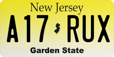 NJ license plate A17RUX