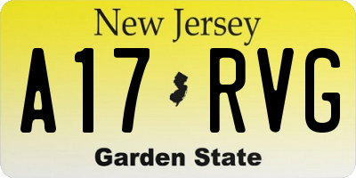 NJ license plate A17RVG
