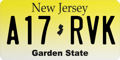 NJ license plate A17RVK
