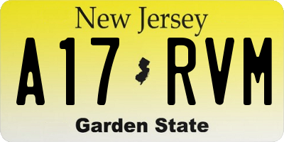 NJ license plate A17RVM