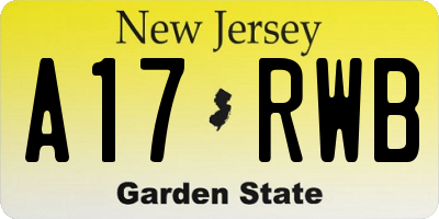 NJ license plate A17RWB