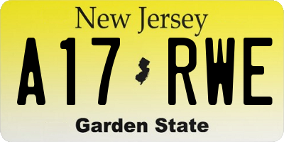 NJ license plate A17RWE