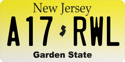 NJ license plate A17RWL