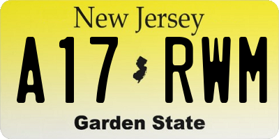 NJ license plate A17RWM