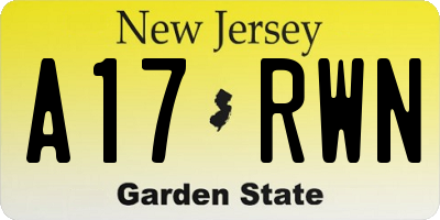 NJ license plate A17RWN