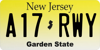 NJ license plate A17RWY