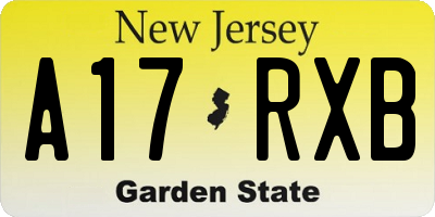 NJ license plate A17RXB