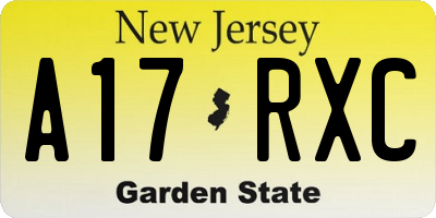 NJ license plate A17RXC