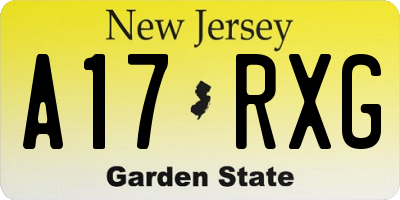 NJ license plate A17RXG