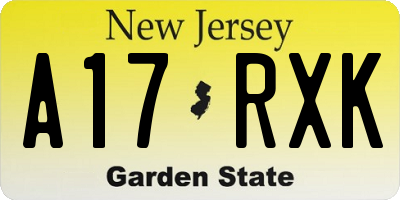 NJ license plate A17RXK