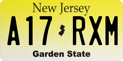 NJ license plate A17RXM