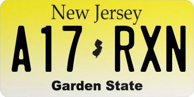 NJ license plate A17RXN