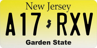 NJ license plate A17RXV