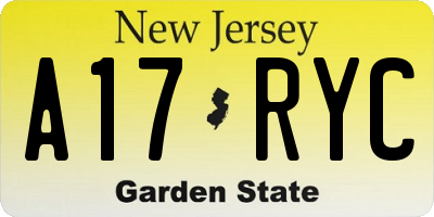 NJ license plate A17RYC