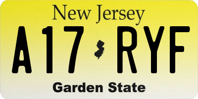 NJ license plate A17RYF